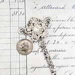 Ornate Bookmark Silver Tone Flower w/Crystals Book Mark